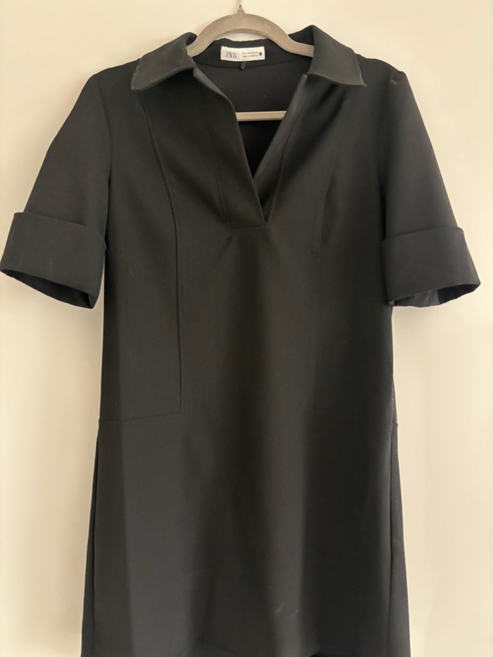 Zara Black Minimal Collared Dress